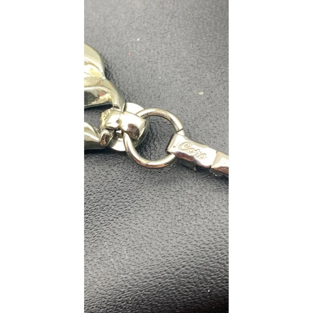Vintage Coro Pegasus Silver Tone Leaf Panel Link Bracelet